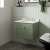 Nuie Classique Wall Hung 1-Drawer Vanity Unit with 3TH White Round Marble Top Basin 600mm Wide - Satin Green