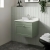 Nuie Classique Wall Hung 1-Drawer Vanity Unit with 1TH White Square Marble Top Basin 600mm Wide - Satin Green