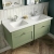 Nuie Classique Wall Hung 2-Drawer Vanity Unit with 1TH White Square Marble Top Basin 1200mm Wide - Satin Green