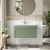 Nuie Classique Wall Hung 1-Drawer Vanity Unit with 1TH Minimalist Basin 800mm Wide - Satin Green | Thumbnail Image