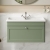 Nuie Classique Wall Hung 1-Drawer Vanity Unit with Traditional Basin 800mm Wide Satin Green - 1 Tap Hole | Thumbnail Image