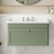 Nuie Classique Wall Hung 1-Drawer Vanity Unit with Traditional Basin 800mm Wide Satin Green - 3 Tap Hole | Thumbnail Image
