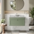 Nuie Classique Wall Hung 1-Drawer Vanity Unit with 1TH Grey Marble Top Basin 800mm Wide - Satin Green | Thumbnail Image