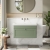 Nuie Classique Wall Hung 1-Drawer Vanity Unit with Traditional Basin 800mm Wide Satin Green - 0 Tap Hole | Thumbnail Image