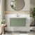 Nuie Classique Wall Hung 1-Drawer Vanity Unit with 1TH White Round Marble Top Basin 800mm Wide - Satin Green | Thumbnail Image