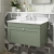Nuie Classique Wall Hung 1-Drawer Vanity Unit with 3TH White Round Marble Top Basin 800mm Wide - Satin Green