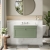 Nuie Classique Wall Hung 1-Drawer Vanity Unit with 3TH White Round Marble Top Basin 800mm Wide - Satin Green | Thumbnail Image