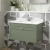 Nuie Classique Wall Hung 1-Drawer Vanity Unit with 1TH White Square Marble Top Basin 800mm Wide - Satin Green