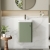 Nuie Core Wall Hung 1-Door Vanity Unit with Thin Edge Basin 400mm Wide - Satin Green