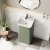 Nuie Core Floor Standing 1-Door Vanity Unit with Thin Edge Basin 400mm Wide - Satin Green | Thumbnail Image