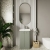 Nuie Core Floor Standing 2-Door Vanity Unit with Thin Edge Basin 600mm Wide - Satin Green