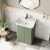 Nuie Core Floor Standing 2-Door Vanity Unit with Thin Edge Basin 500mm Wide - Satin Green | Thumbnail Image
