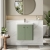 Nuie Core Wall Hung 2-Door Vanity Unit with Thin Edge Basin 600mm Wide - Satin Green | Thumbnail Image