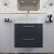 Nuie Deco Wall Hung 2-Drawer Vanity Unit with Carrera Marble Worktop 600mm Wide - Satin Anthracite | Thumbnail Image