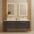 Nuie Deco Wall Hung 2-Drawer Vanity Unit with Carrera Marble Worktop 1200mm Wide - Satin Anthracite