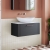 Nuie Deco Wall Hung 1-Drawer Vanity Unit with Carrera Marble Worktop 800mm Wide - Satin Anthracite | Thumbnail Image