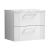 Nuie Deco Wall Hung 2-Drawer Vanity Unit with Carrera Marble Worktop 600mm Wide - Satin White | Thumbnail Image