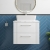 Nuie Deco Wall Hung 2-Drawer Vanity Unit with Carrera Marble Worktop 600mm Wide - Satin White | Thumbnail Image
