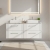 Nuie Deco Wall Hung 4-Drawer Vanity Unit with Carrera Marble Worktop 1200mm Wide - Satin White | Thumbnail Image