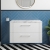 Nuie Deco Wall Hung 2-Drawer Vanity Unit with Carrera Marble Worktop 800mm Wide - Satin White | Thumbnail Image