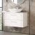 Nuie Deco Wall Hung 2-Drawer Vanity Unit with Carrera Marble Worktop 800mm Wide - Satin White | Thumbnail Image