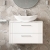 Nuie Deco Wall Hung 2-Drawer Vanity Unit with Carrera Marble Worktop 800mm Wide - Satin White | Thumbnail Image