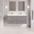 Nuie Deco Wall Hung 4-Drawer Vanity Unit with Double Polymarble Basin 1200mm Wide - Satin Grey