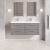 Nuie Deco Wall Hung 4-Drawer Vanity Unit with Double Ceramic Basin 1200mm Wide - Satin Grey