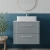 Nuie Deco Wall Hung 2-Drawer Vanity Unit with Bellato Grey Worktop 600mm Wide - Satin Grey