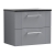 Nuie Deco Wall Hung 2-Drawer Vanity Unit with Sparkling Black Worktop 600mm Wide - Satin Grey