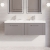 Nuie Deco Wall Hung 2-Drawer Vanity Unit with Double Polymarble Basin 1200mm Wide - Satin Grey | Thumbnail Image