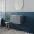 Nuie Deco Wall Hung 1-Drawer Vanity Unit with Bellato Grey Worktop 600mm Wide - Satin Grey
