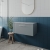 Nuie Deco Wall Hung 1-Drawer Vanity Unit with Bellato Grey Worktop 800mm Wide - Satin Grey