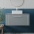 Nuie Deco Wall Hung 1-Drawer Vanity Unit with Bellato Grey Worktop 800mm Wide - Satin Grey