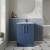 Nuie Deco Floor Standing 2-Door Vanity Unit with Basin-2 600mm Wide - Satin Blue | Thumbnail Image