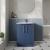 Nuie Deco Floor Standing 2-Door Vanity Unit with Basin-4 600mm Wide - Satin Blue | Thumbnail Image