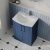 Nuie Deco Floor Standing 2-Door Vanity Unit with Basin-4 600mm Wide - Satin Blue | Thumbnail Image