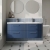 Nuie Deco Wall Hung 4-Drawer Vanity Unit with Double Polymarble Basin 1200mm Wide - Satin Blue