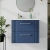 Nuie Deco Wall Hung 2-Drawer Vanity Unit with Carrera Marble Worktop 600mm Wide - Satin Blue | Thumbnail Image
