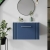 Nuie Deco Wall Hung 1-Drawer Vanity Unit with Carrera Marble Worktop 600mm Wide - Satin Blue | Thumbnail Image