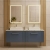 Nuie Deco Wall Hung 2-Drawer Vanity Unit with Carrera Marble Worktop 1200mm Wide - Satin Blue | Thumbnail Image