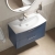 Nuie Deco Wall Hung 2-Drawer Vanity Unit with Basin-4 800mm Wide - Satin Blue | Thumbnail Image