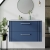 Nuie Deco Wall Hung 2-Drawer Vanity Unit with Bellato Grey Worktop 800mm Wide - Satin Blue