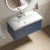 Nuie Deco Wall Hung 1-Drawer Vanity Unit with Basin-3 800mm Wide - Satin Blue | Thumbnail Image
