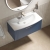Nuie Deco Wall Hung 1-Drawer Vanity Unit with Basin-4 800mm Wide - Satin Blue | Thumbnail Image