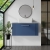 Nuie Deco Wall Hung 1-Drawer Vanity Unit with Bellato Grey Worktop 800mm Wide - Satin Blue