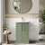 Nuie Deco Floor Standing 2-Door Vanity Unit with Basin-4 500mm Wide - Satin Green | Thumbnail Image
