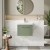 Nuie Deco Wall Hung 1-Drawer Vanity Unit with Basin-3 500mm Wide - Satin Green | Thumbnail Image