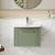 Nuie Deco Wall Hung 1-Drawer Vanity Unit with Basin-4 500mm Wide - Satin Green