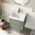 Nuie Deco Wall Hung 2-Drawer Vanity Unit with Basin-1 500mm Wide - Satin Green | Thumbnail Image